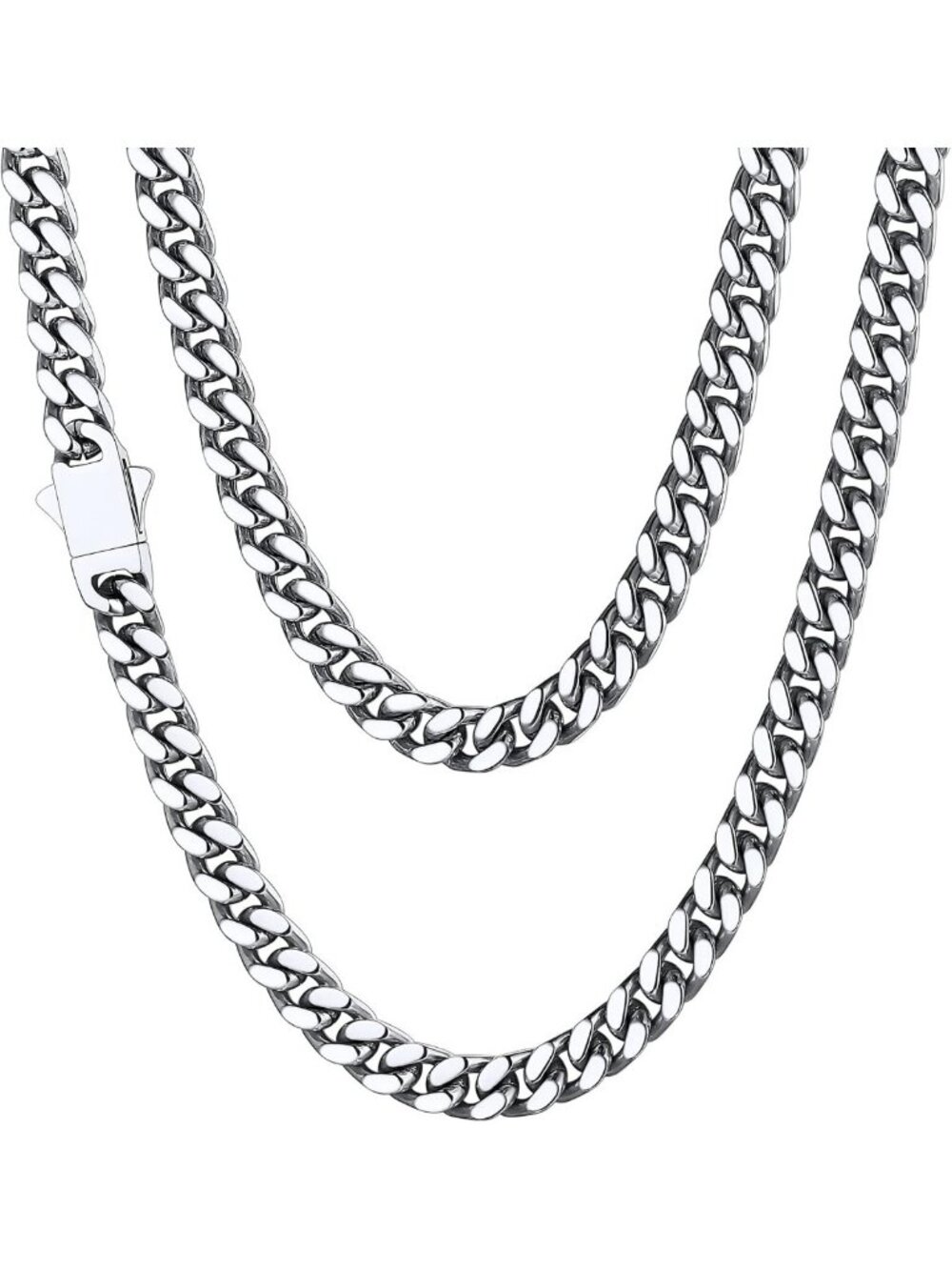 Stainless Steel Men's Cuban Link Chain Necklace, 18K Gold Plated, Durable Hip